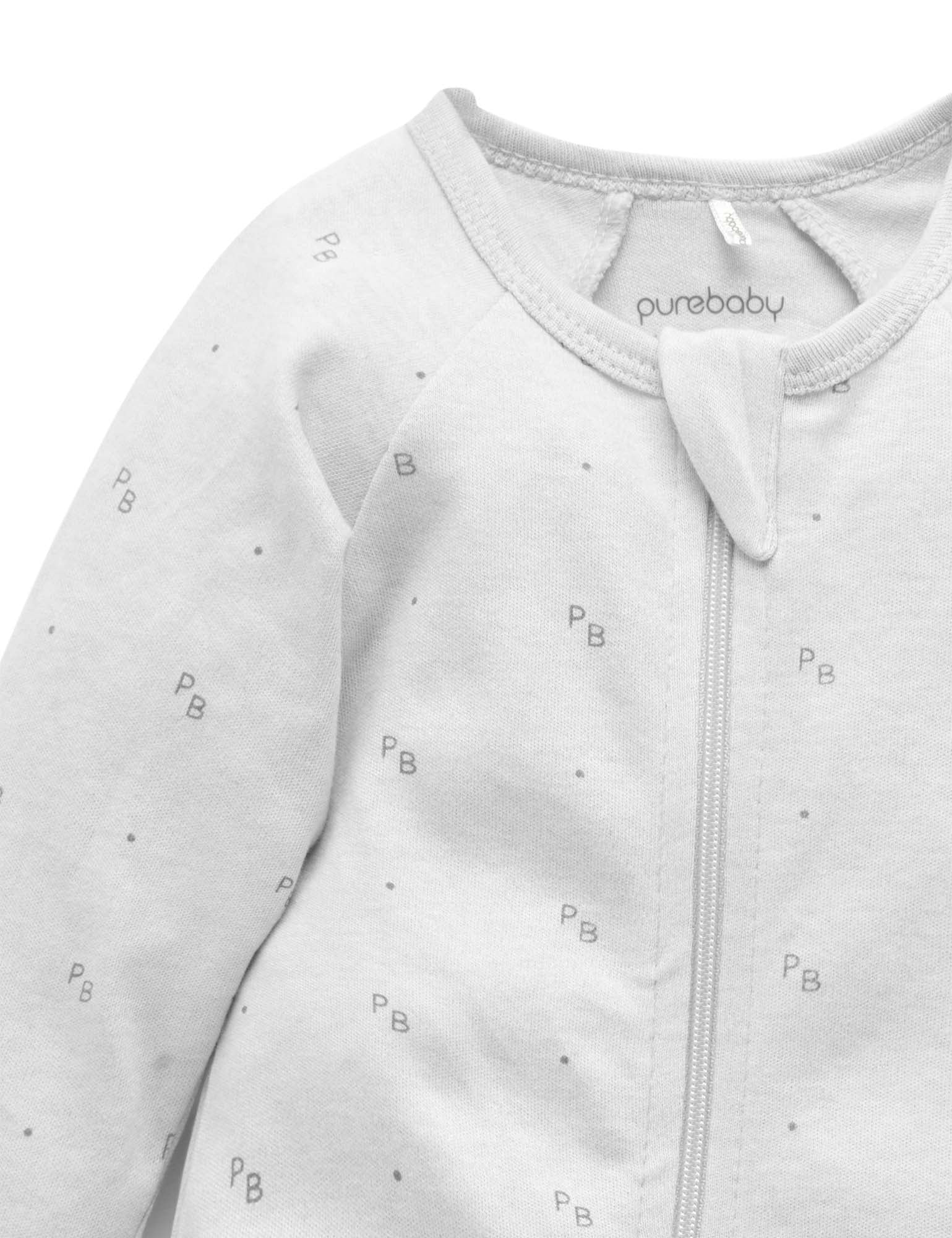 Zip Growsuit - Grey Logo Print