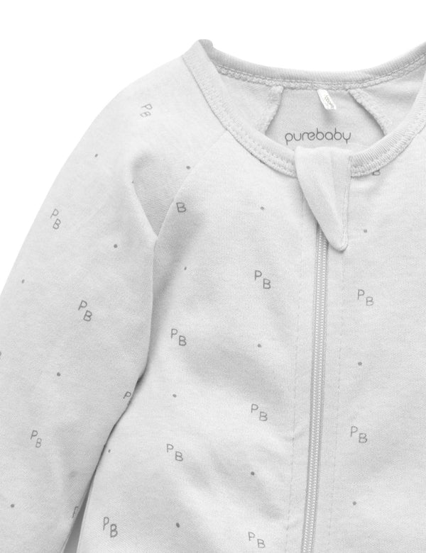 Zip Growsuit - Grey Logo Print