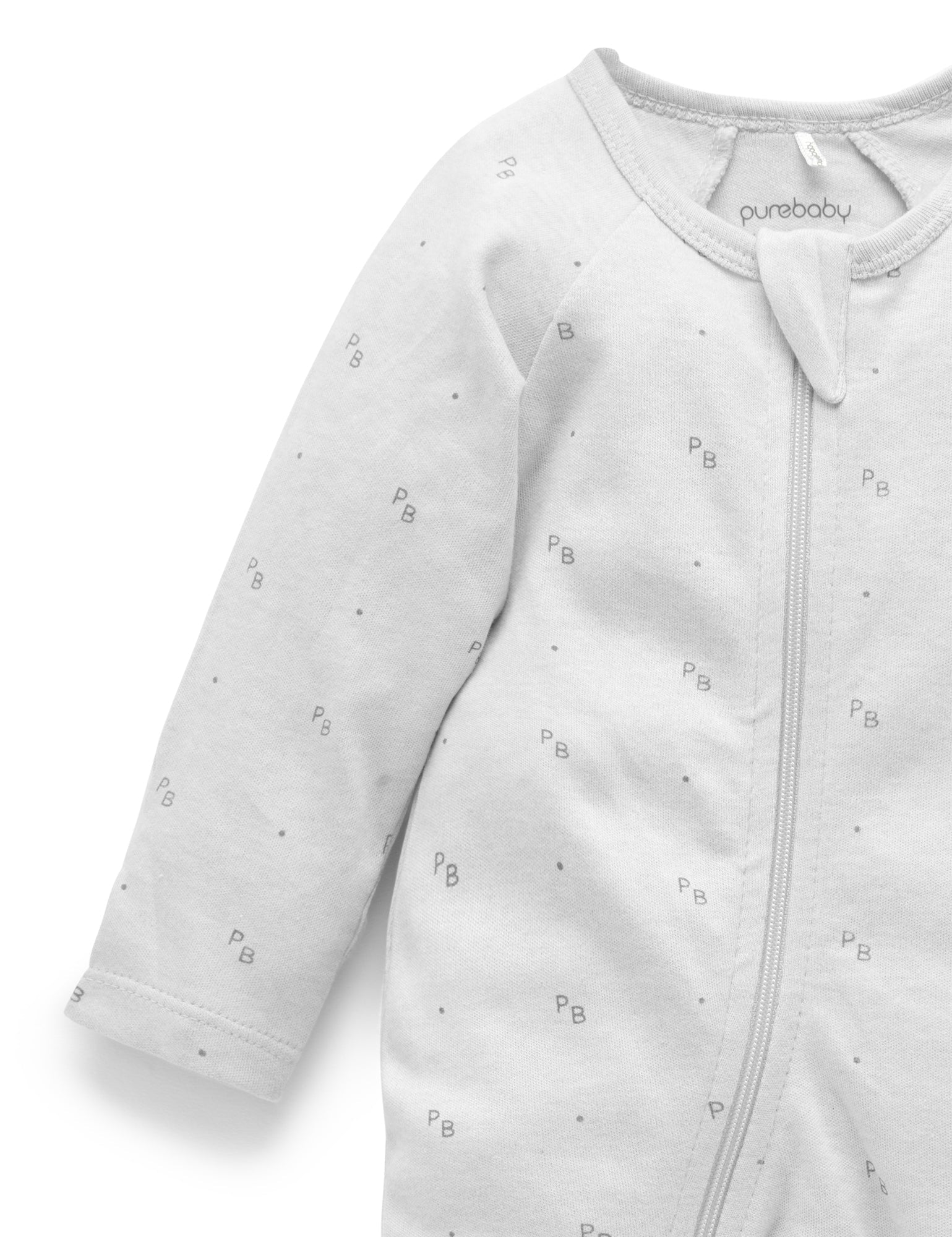 Zip Growsuit - Grey Logo Print