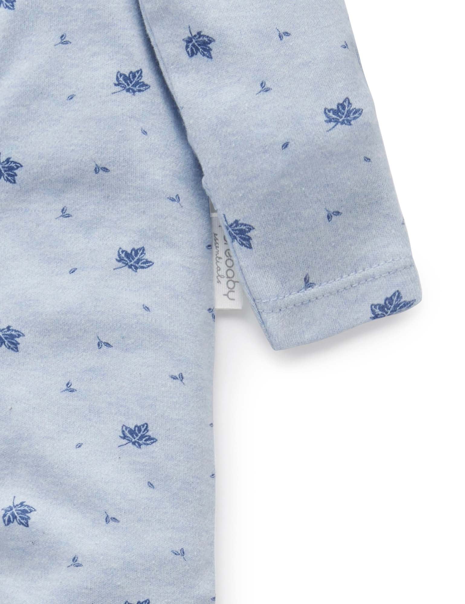 Zip Growsuit - Pale Blue Leaf