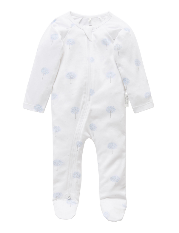 Zip Growsuit - Pale Blue Tree