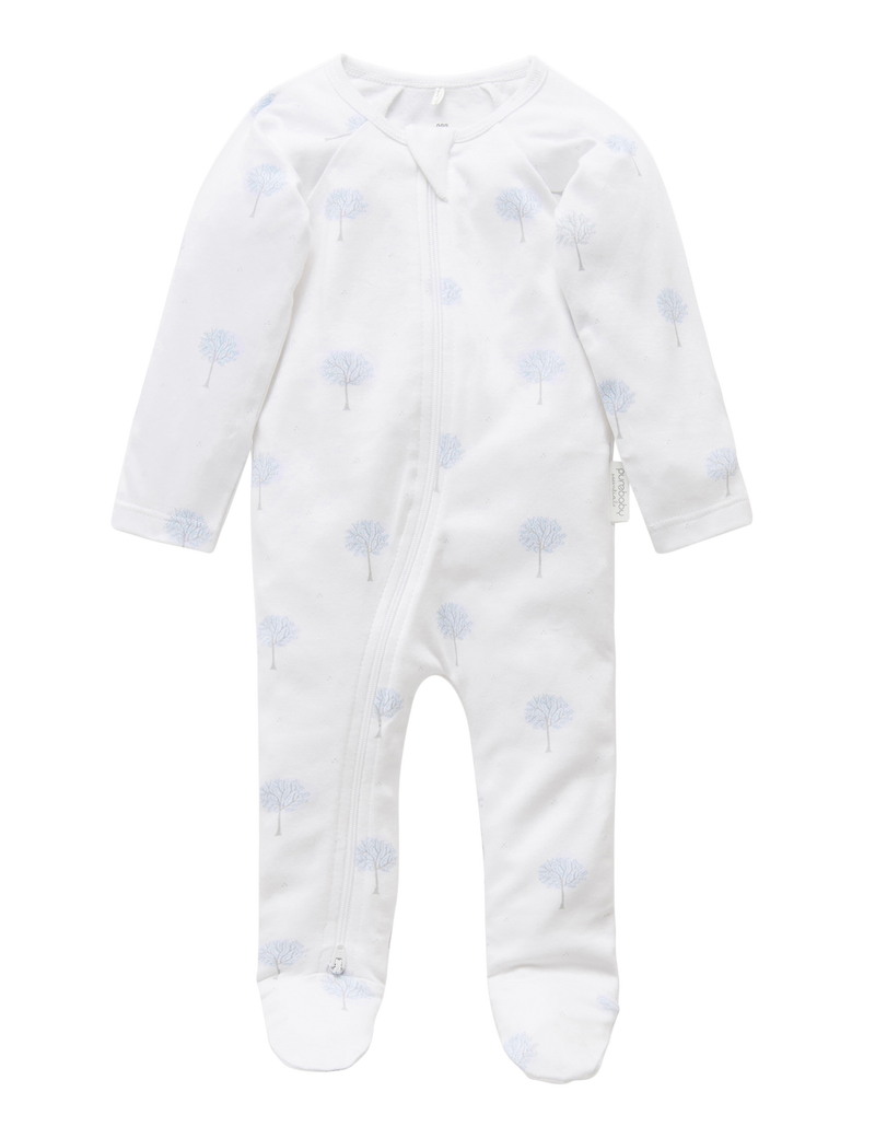 Zip Growsuit - Pale Blue Tree