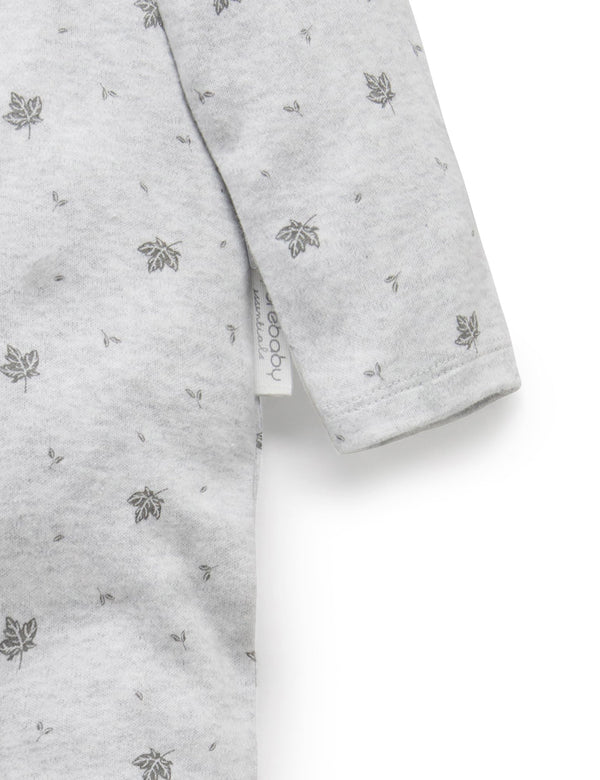 Zip Growsuit - Pale Grey Leaf