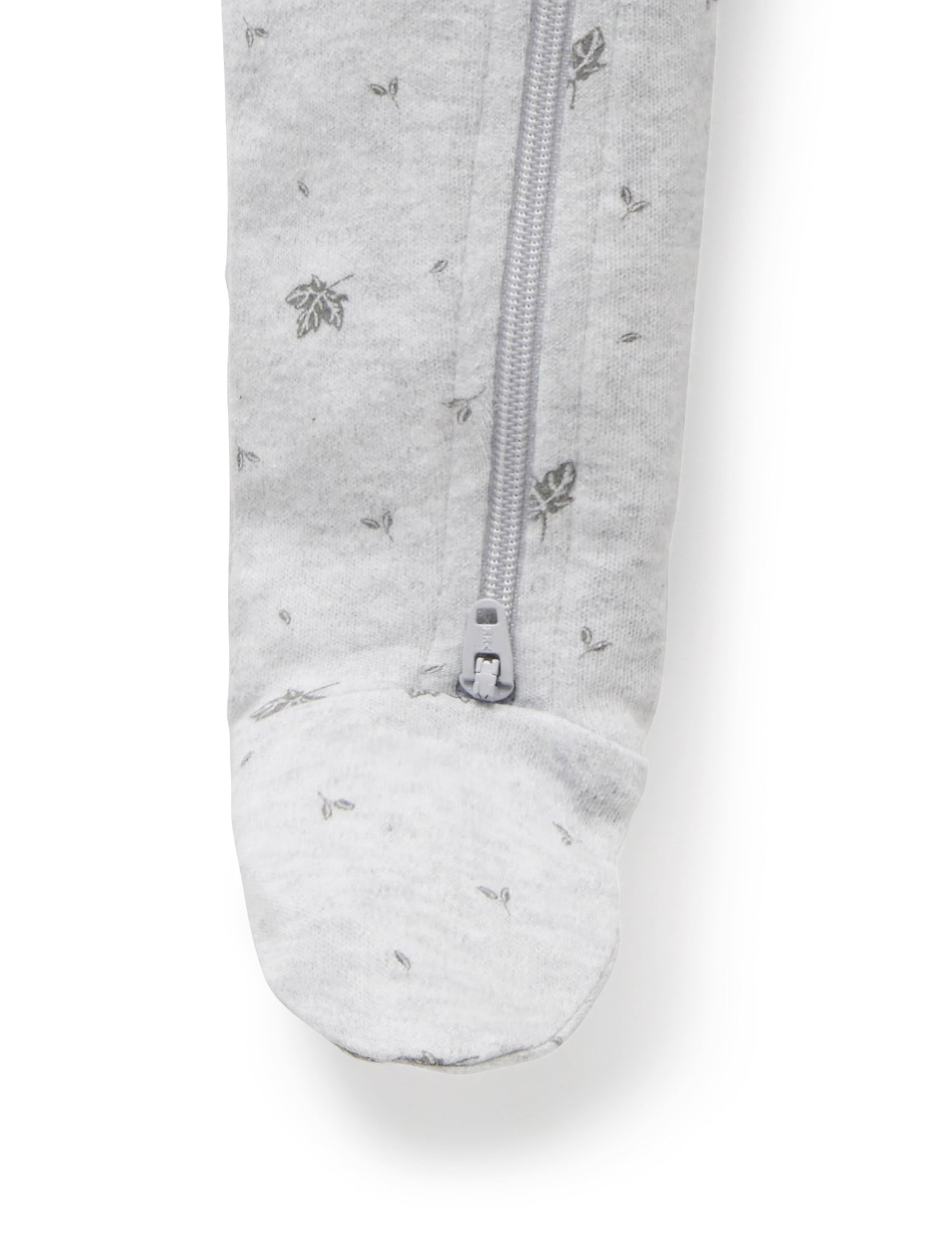 Zip Growsuit - Pale Grey Leaf