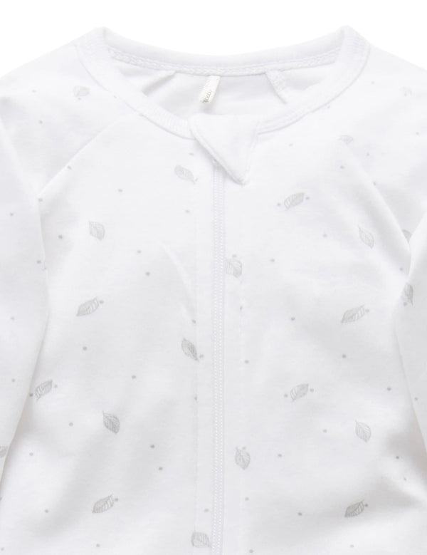 Zip Growsuit - Pale Grey Leaf w Spot