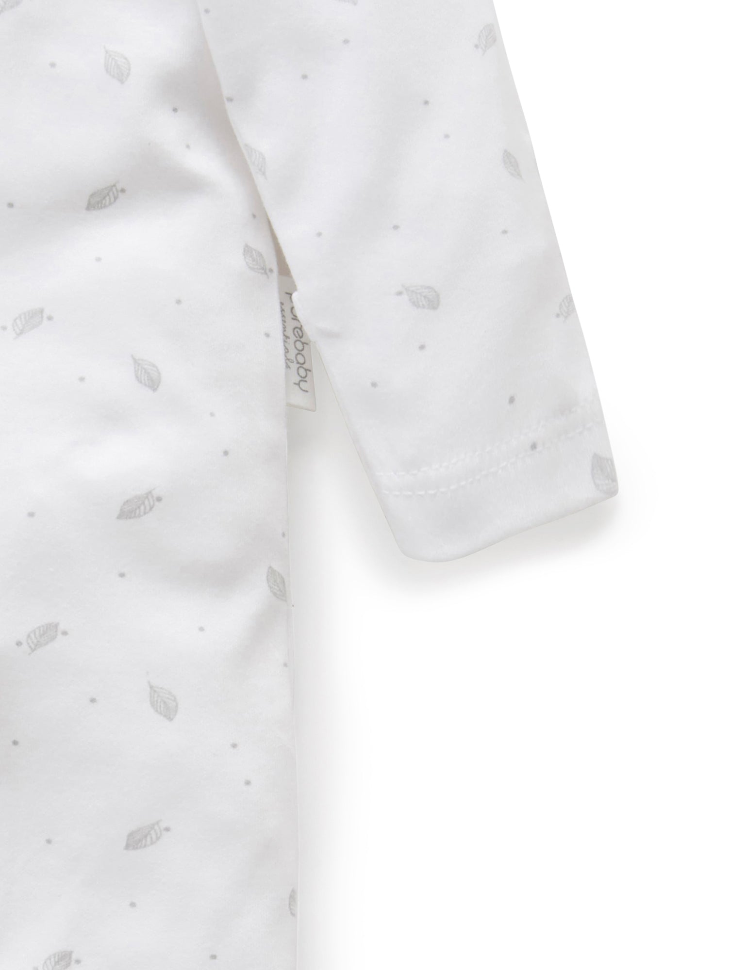 Zip Growsuit - Pale Grey Leaf w Spot