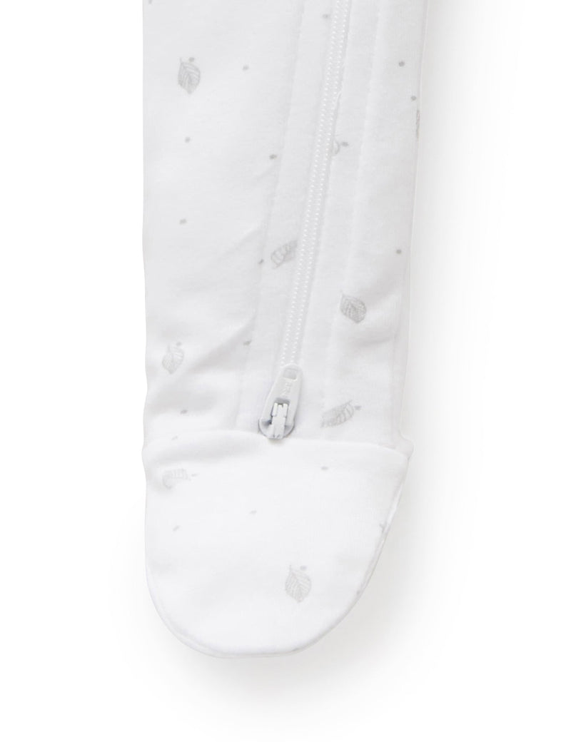 Zip Growsuit - Pale Grey Leaf w Spot
