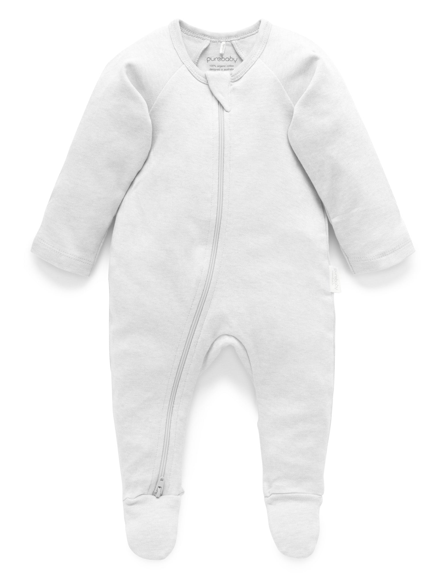 Zip Growsuit - Pale Grey Melange