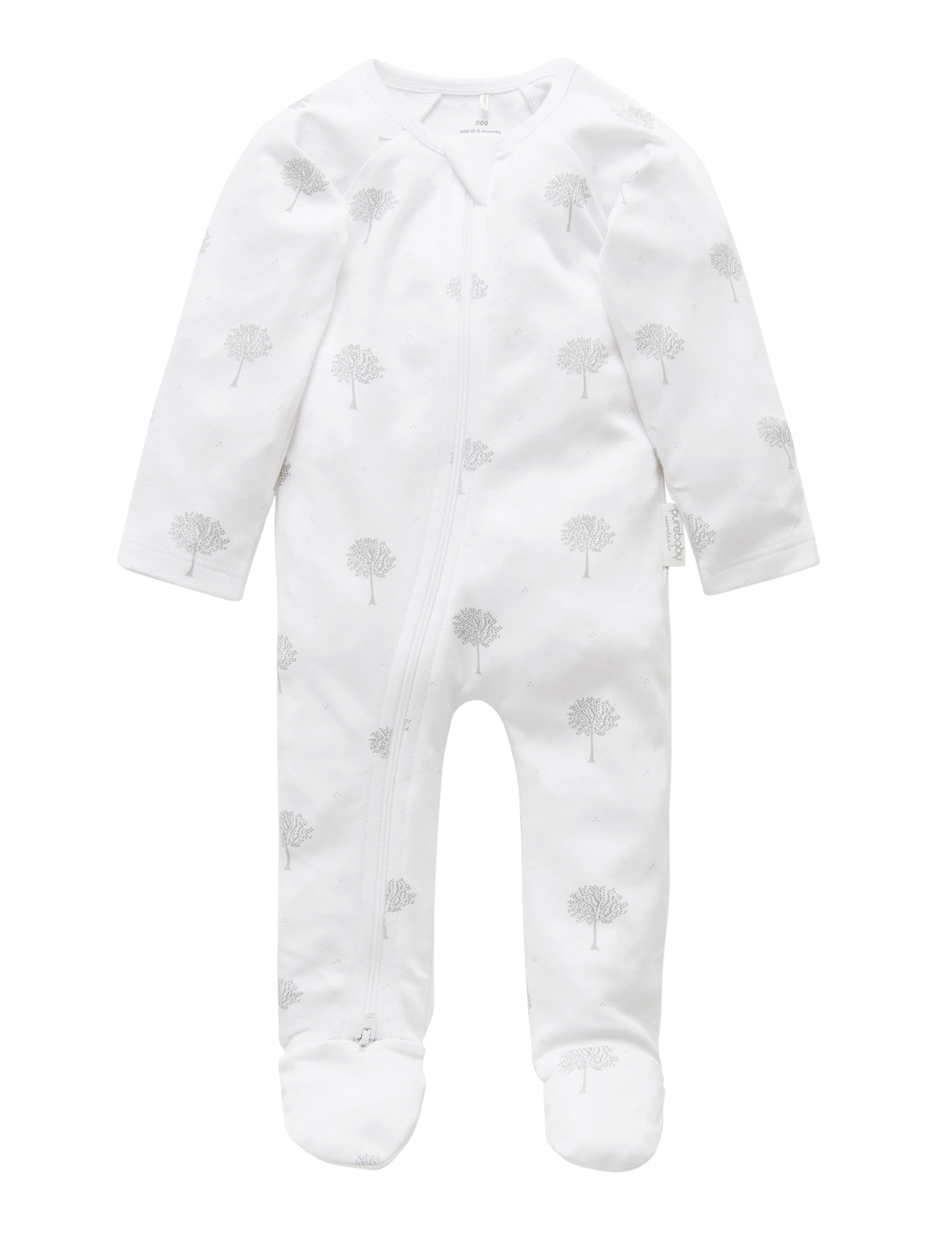 Zip Growsuit - Pale Grey Tree