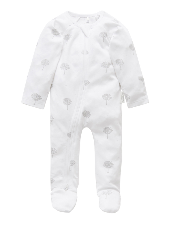 Zip Growsuit - Pale Grey Tree