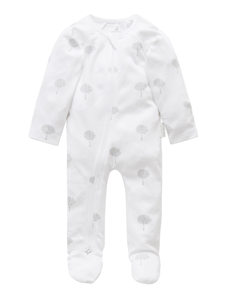 Zip Growsuit - Pale Grey Tree