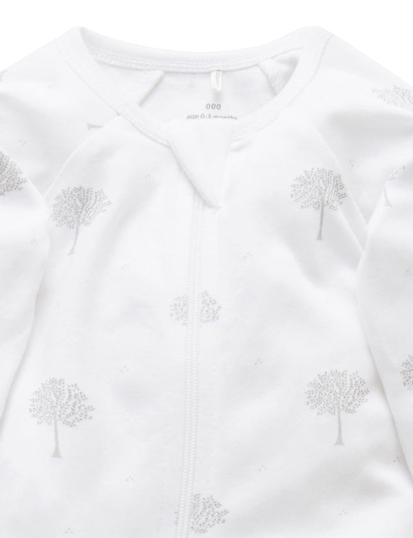 Zip Growsuit - Pale Grey Tree