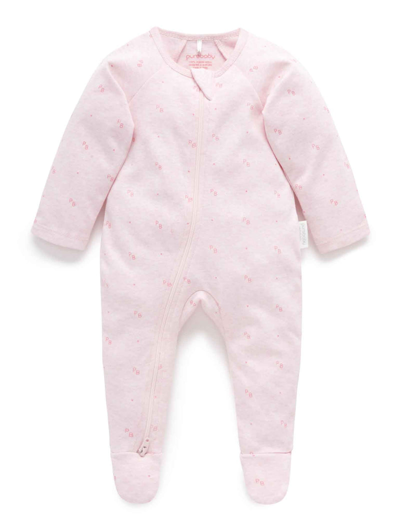 Zip Growsuit - Pink Logo Print