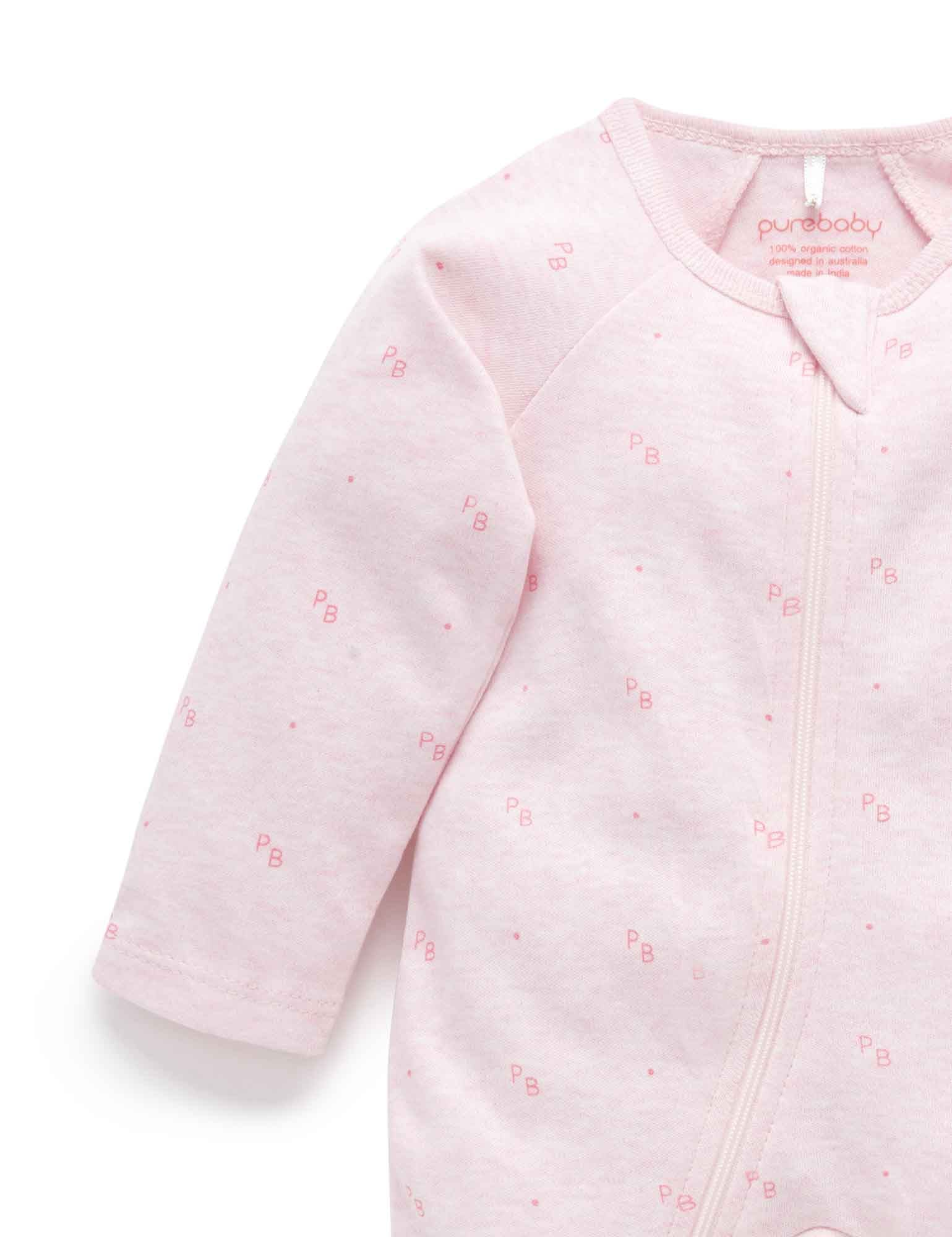 Zip Growsuit - Pink Logo Print