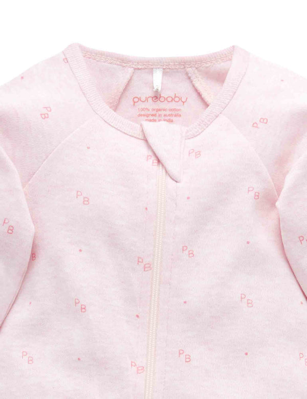 Zip Growsuit - Pink Logo Print