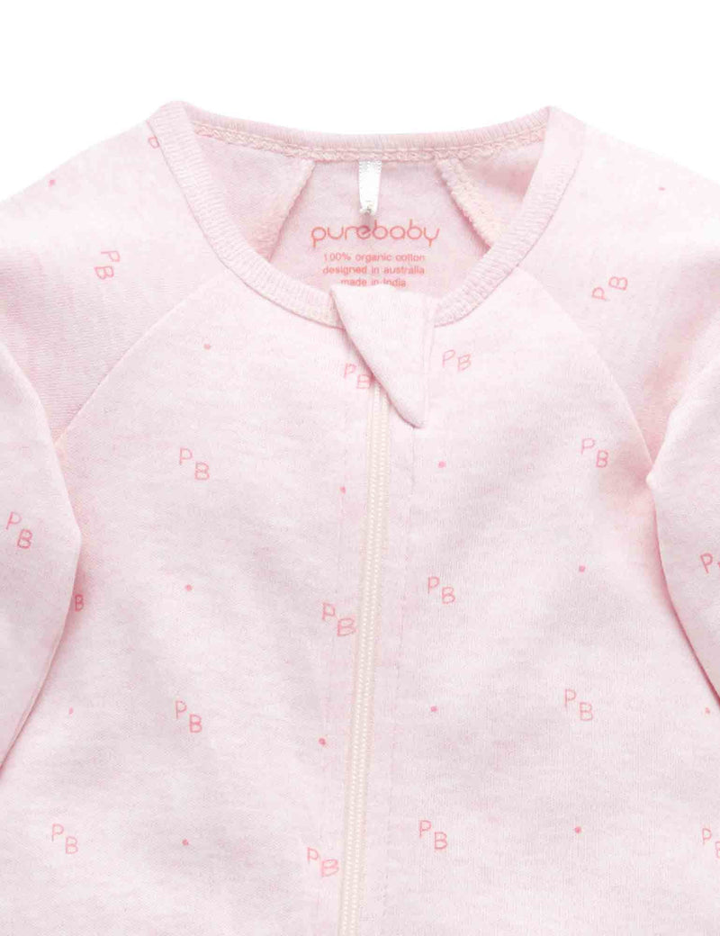 Zip Growsuit - Pink Logo Print