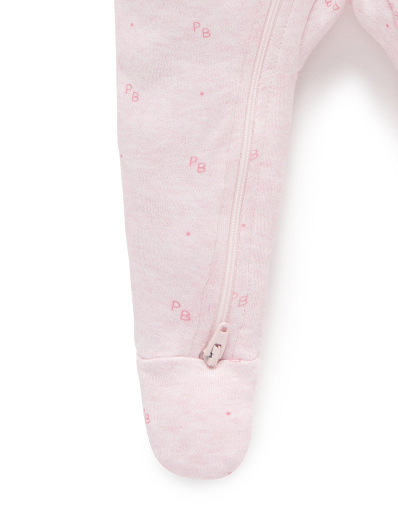 Zip Growsuit - Pink Logo Print