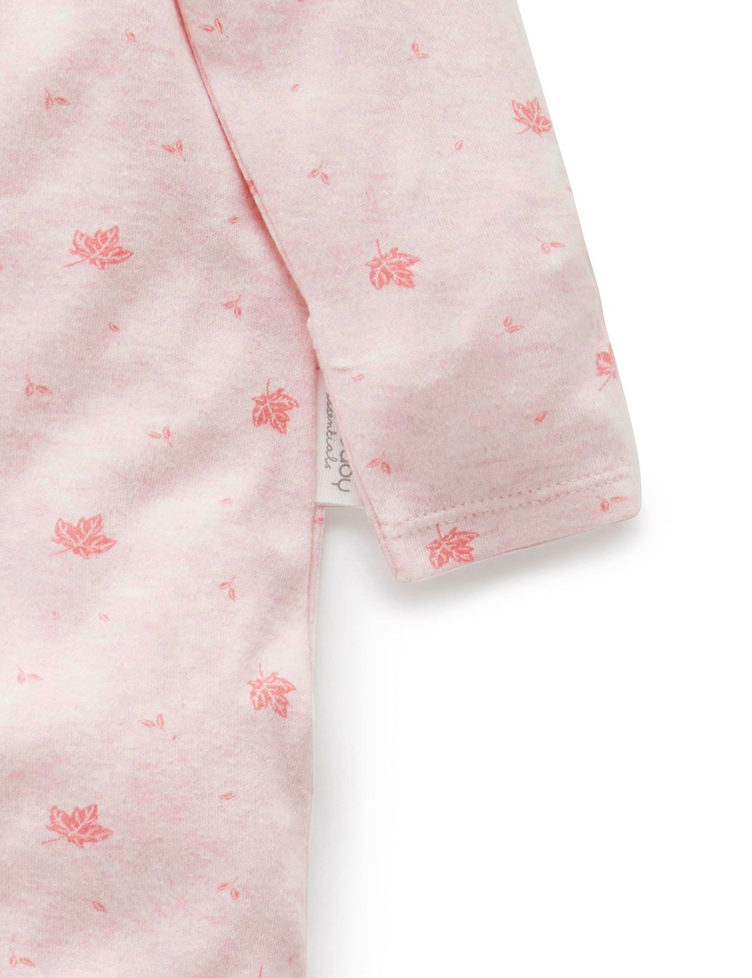 Zip Growsuit - Pale Pink Leaf