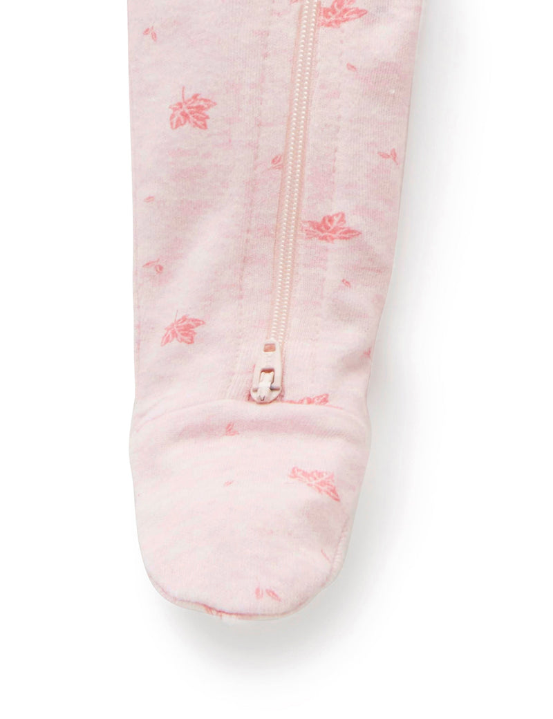 Zip Growsuit - Pale Pink Leaf