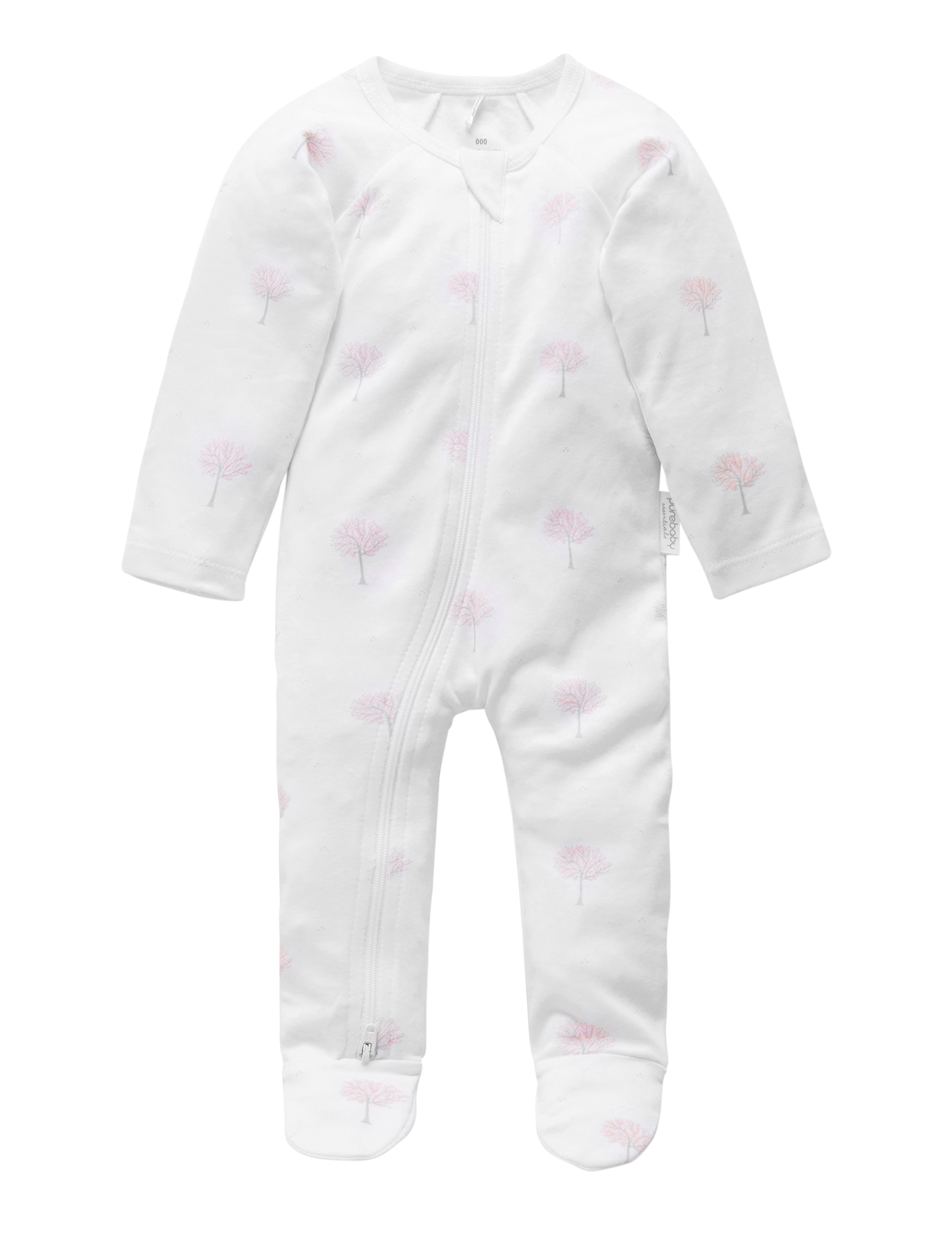 Zip Growsuit - Pale Pink Tree