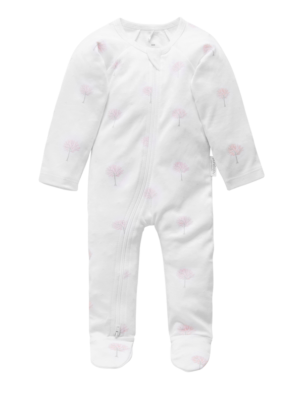 Zip Growsuit - Pale Pink Tree
