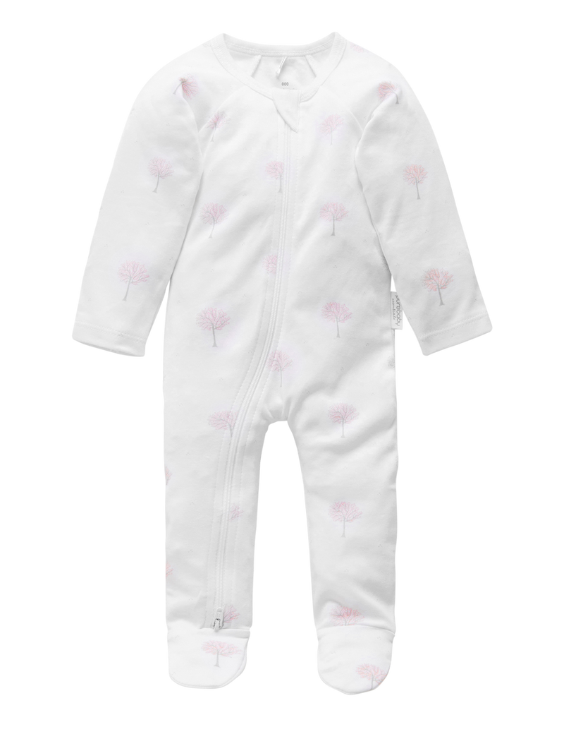 Zip Growsuit - Pale Pink Tree