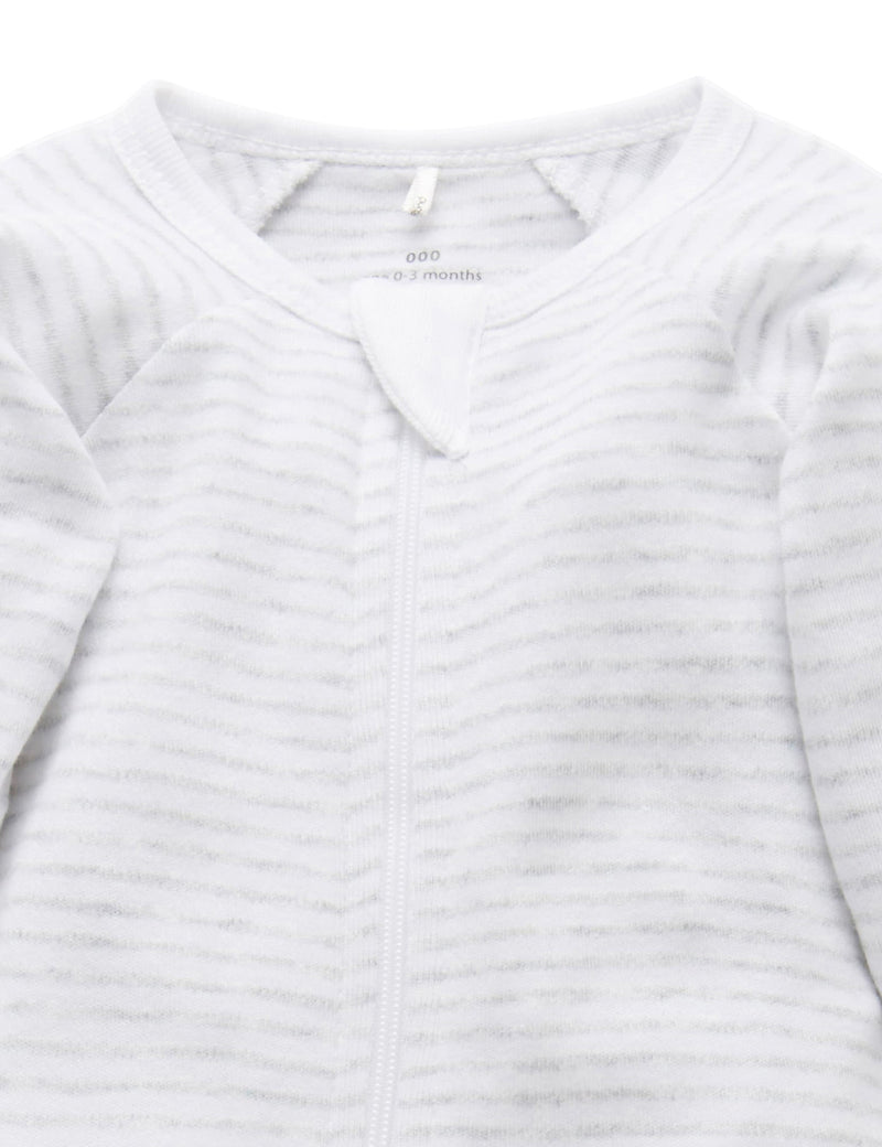 Zip Growsuit - Pale Grey Melange Stripe