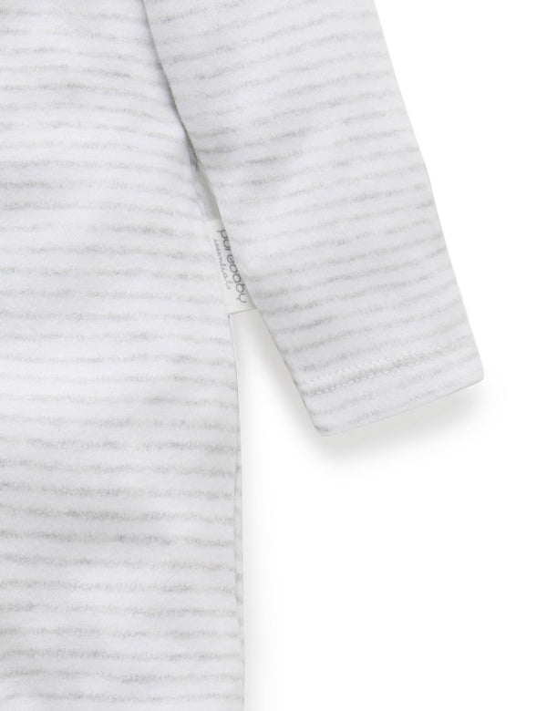 Zip Growsuit - Pale Grey Melange Stripe