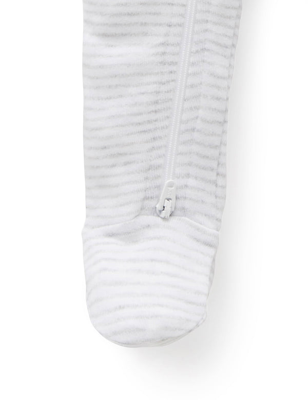 Zip Growsuit - Pale Grey Melange Stripe