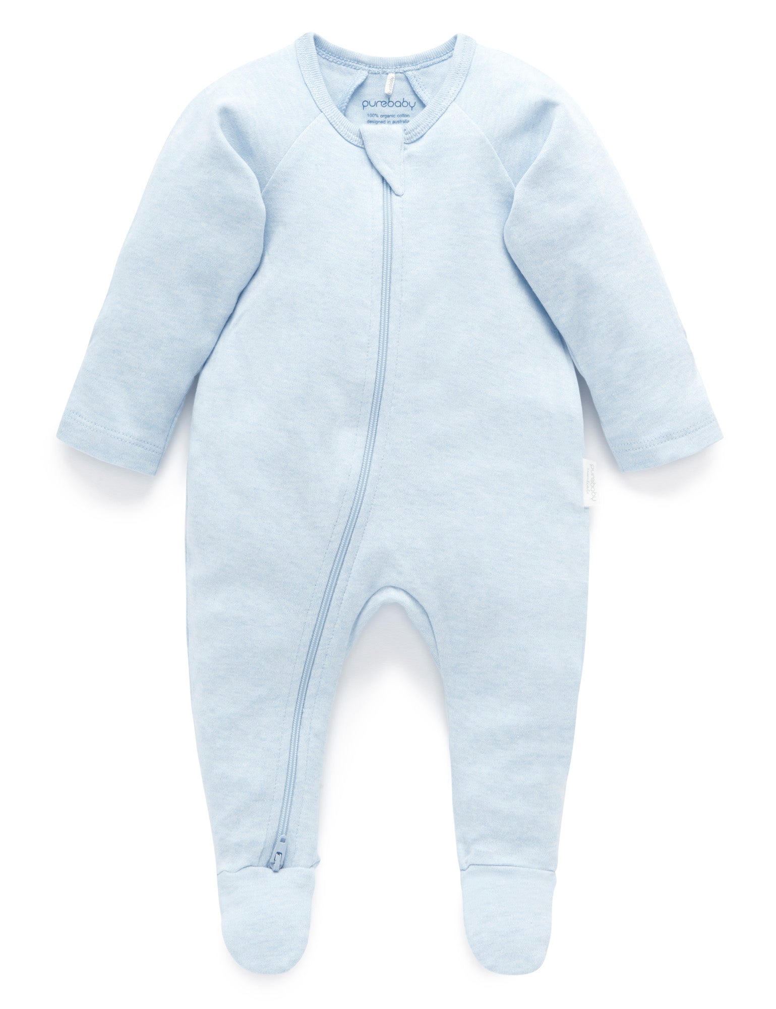 Zip Growsuit - Soft Blue Melange