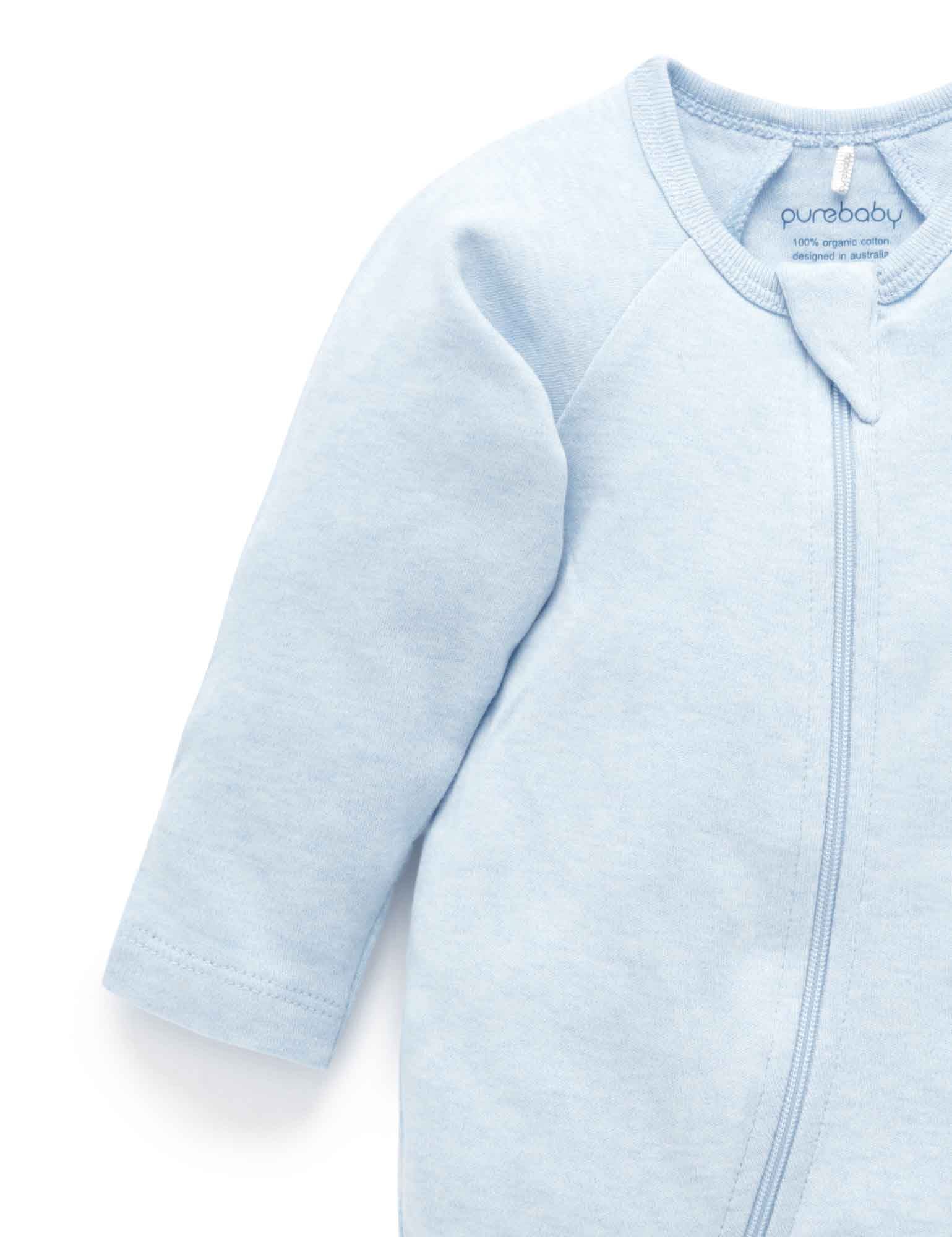 Zip Growsuit - Soft Blue Melange