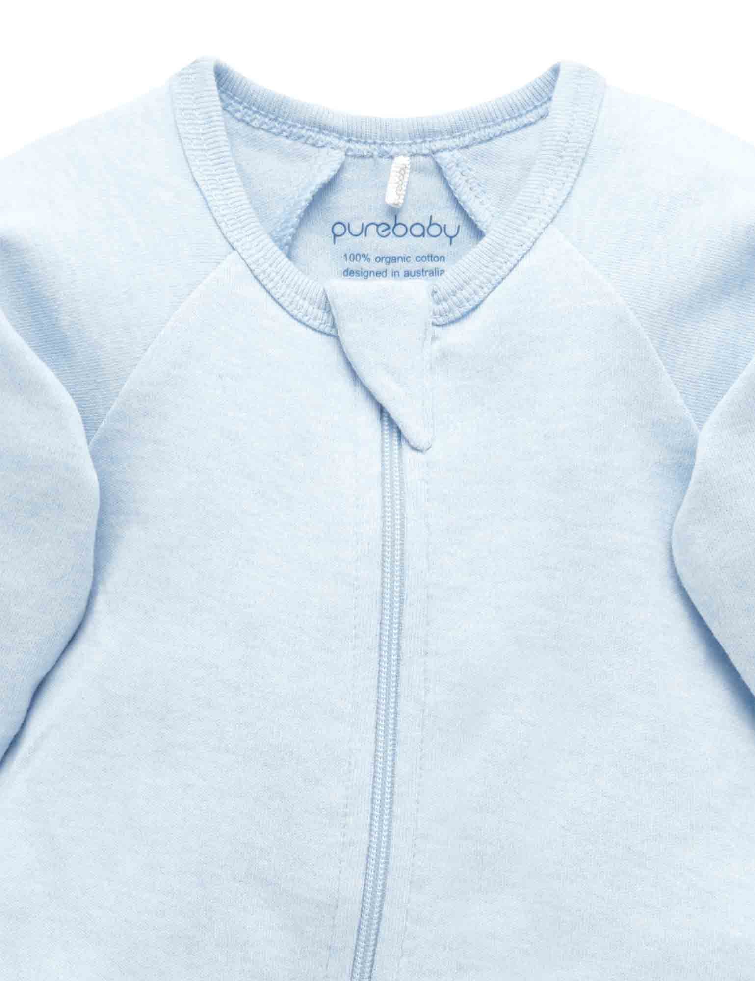 Zip Growsuit - Soft Blue Melange