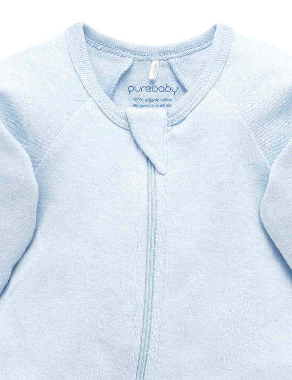 Zip Growsuit - Soft Blue Melange