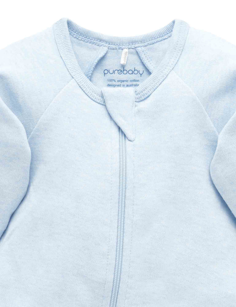 Zip Growsuit - Soft Blue Melange