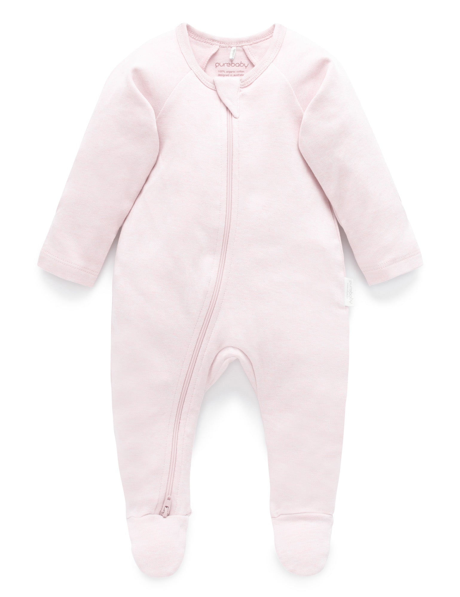 Zip Growsuit - Soft Pink Melange