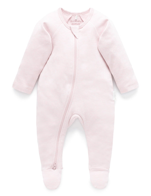 Zip Growsuit - Soft Pink Melange