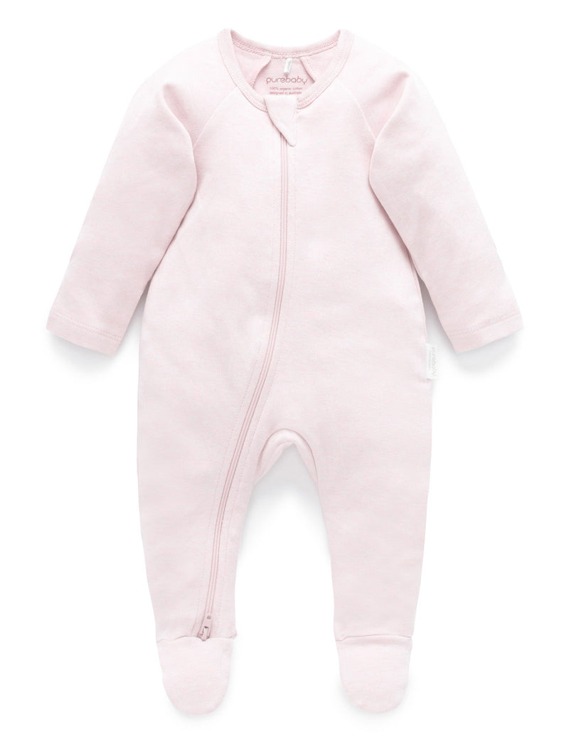 Zip Growsuit - Soft Pink Melange