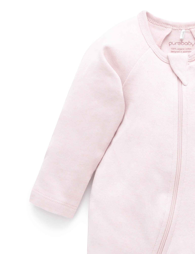 Zip Growsuit - Soft Pink Melange