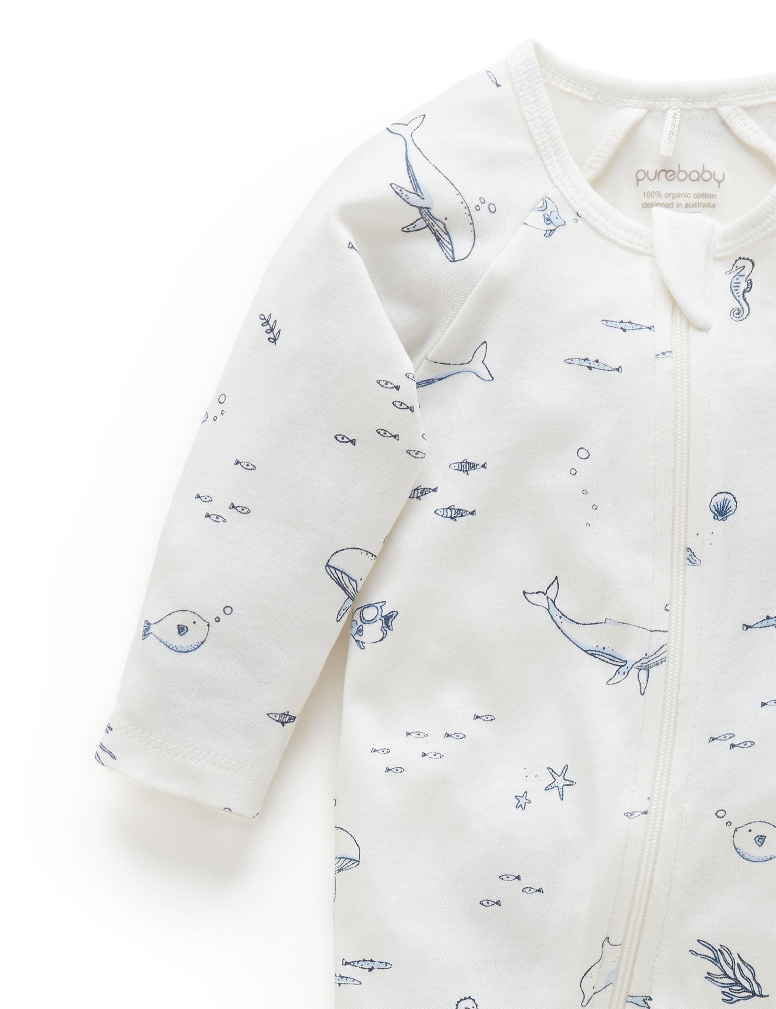 Zip Growsuit - Vanilla Nautical