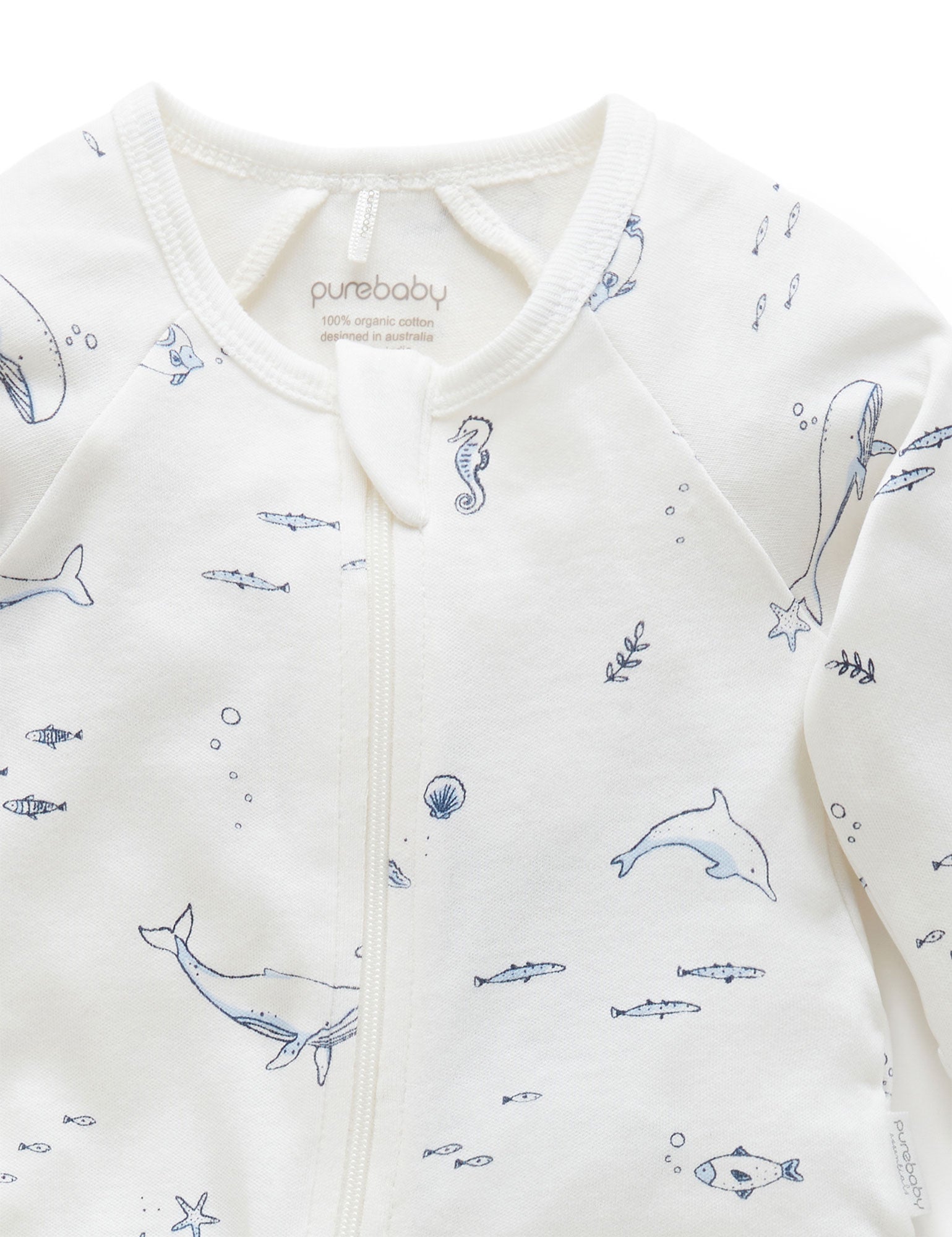 Zip Growsuit - Vanilla Nautical
