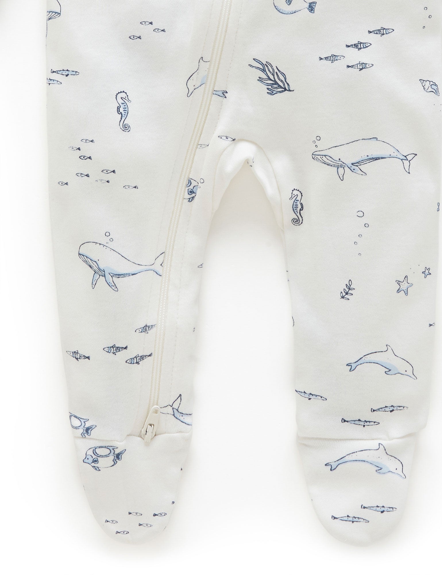 Zip Growsuit - Vanilla Nautical