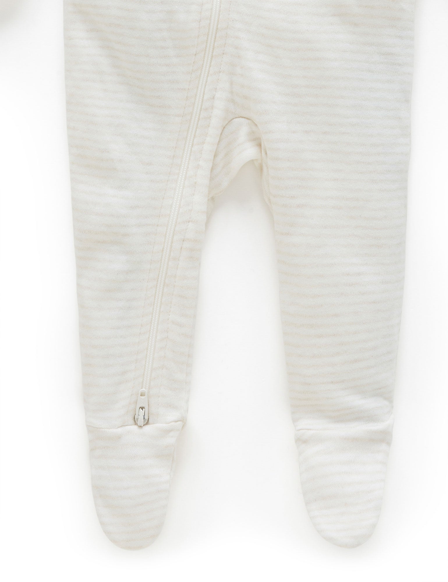 Zip Growsuit - Wheat Melange Stripe