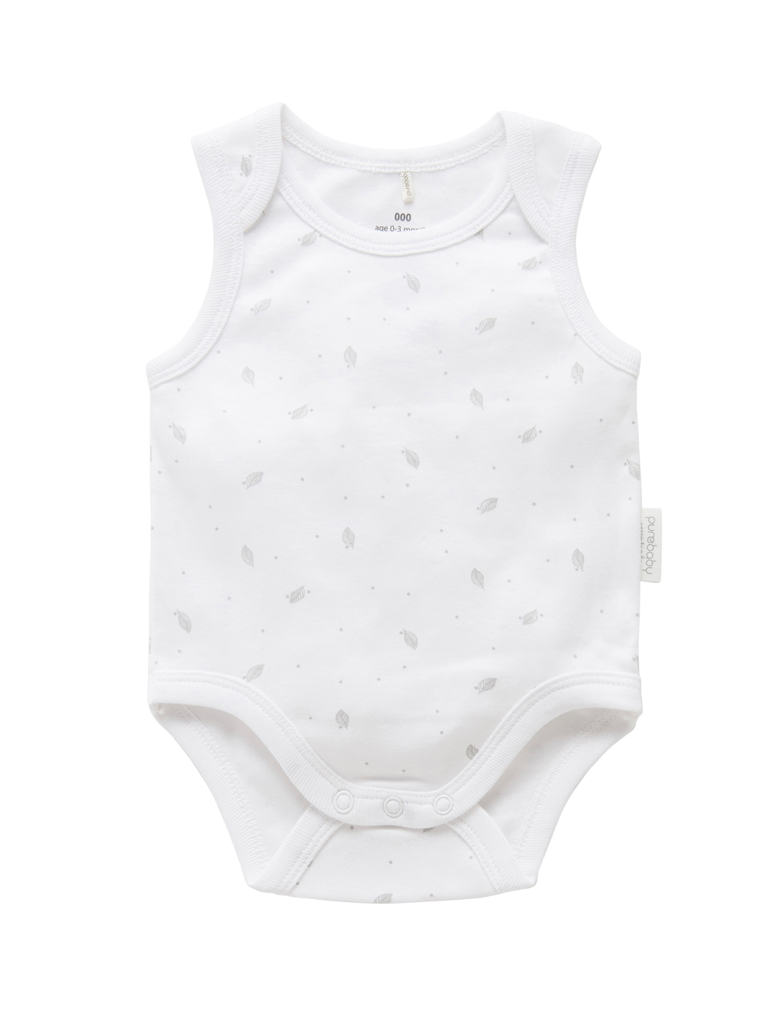 Singlet Bodysuit - Pale Grey Leaf w Spot