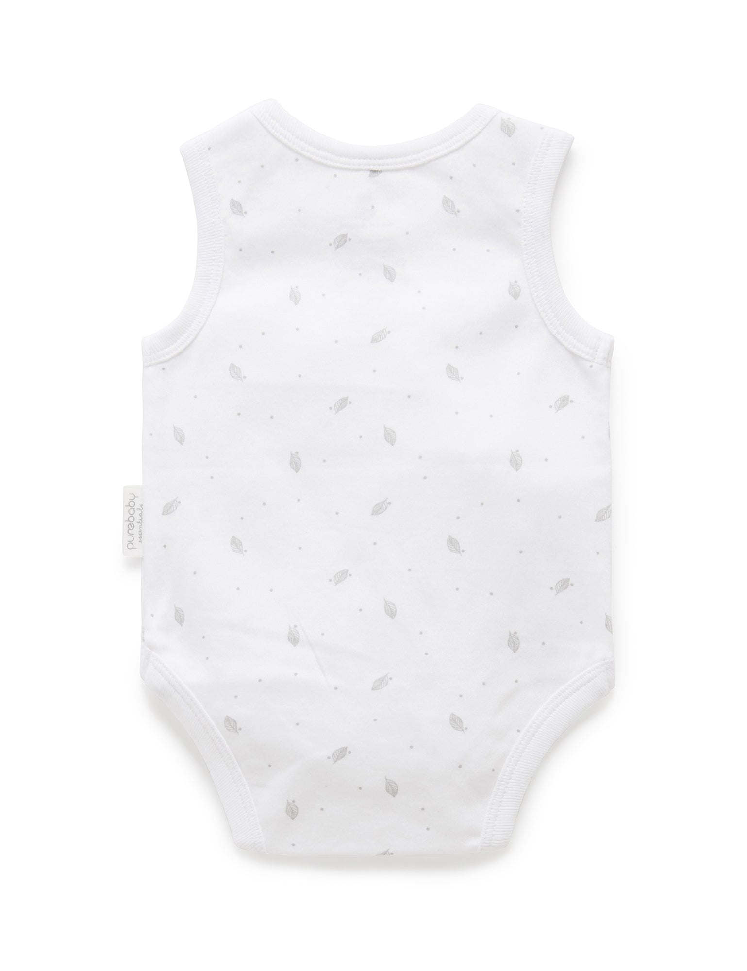 Singlet Bodysuit - Pale Grey Leaf w Spot