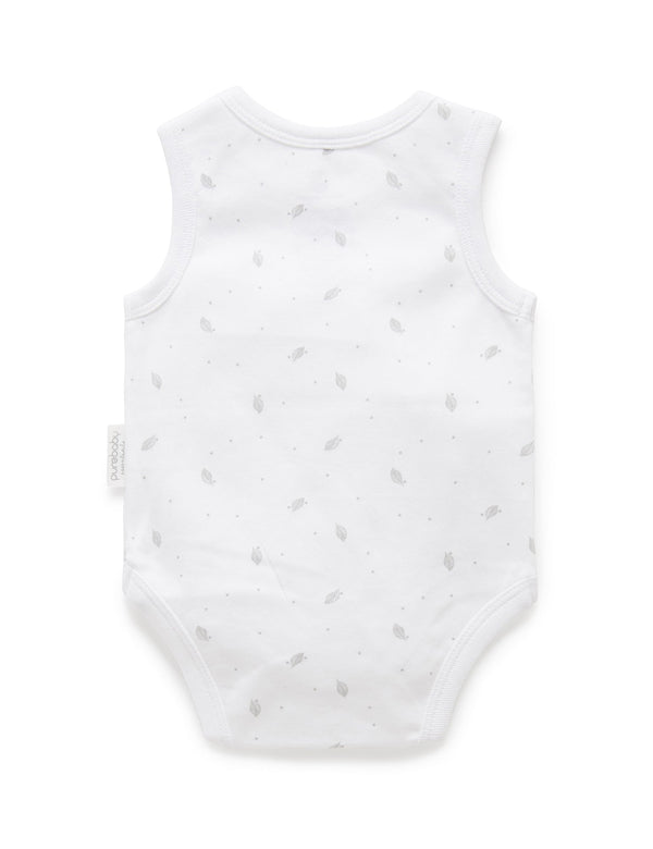 Singlet Bodysuit - Pale Grey Leaf w Spot