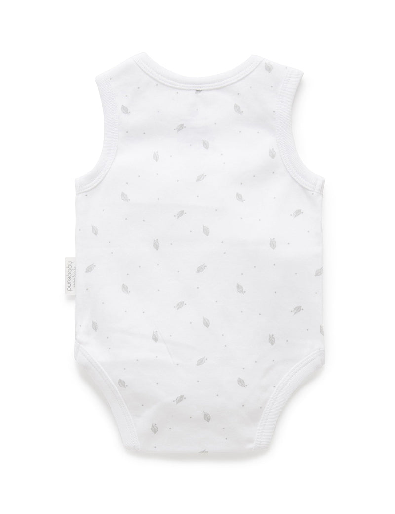 Singlet Bodysuit - Pale Grey Leaf w Spot