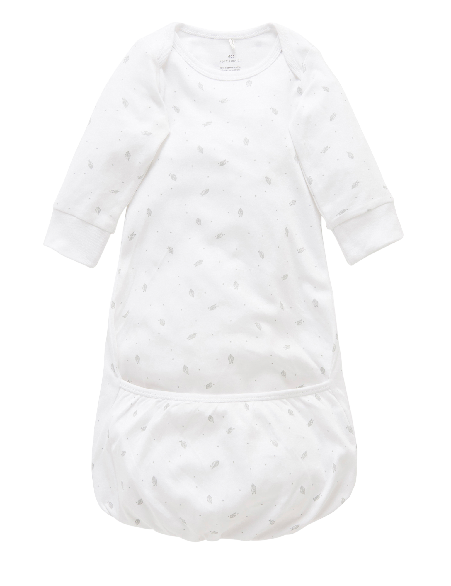 Sleepsuit  - Pale Grey Leaf w Spot