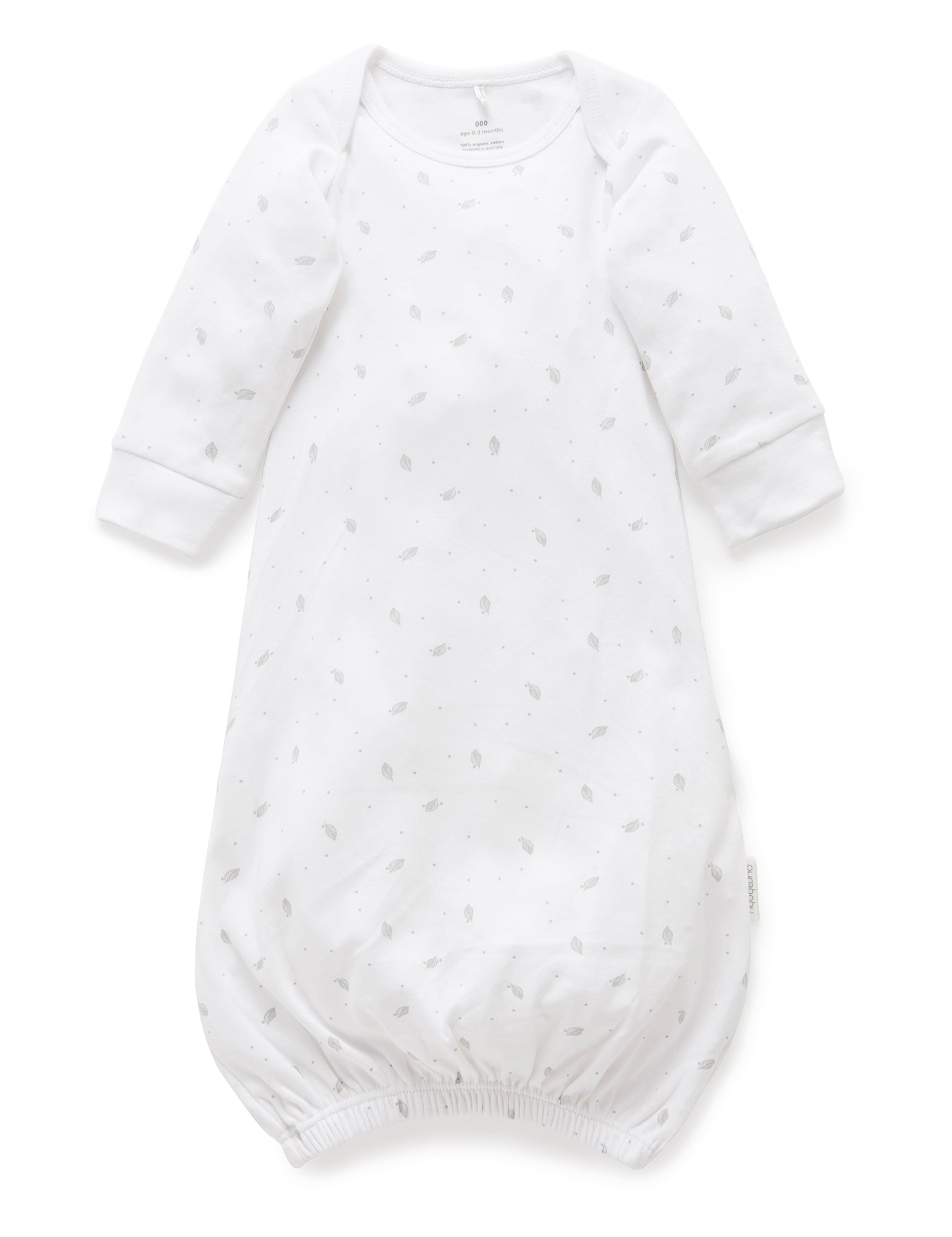 Sleepsuit  - Pale Grey Leaf w Spot
