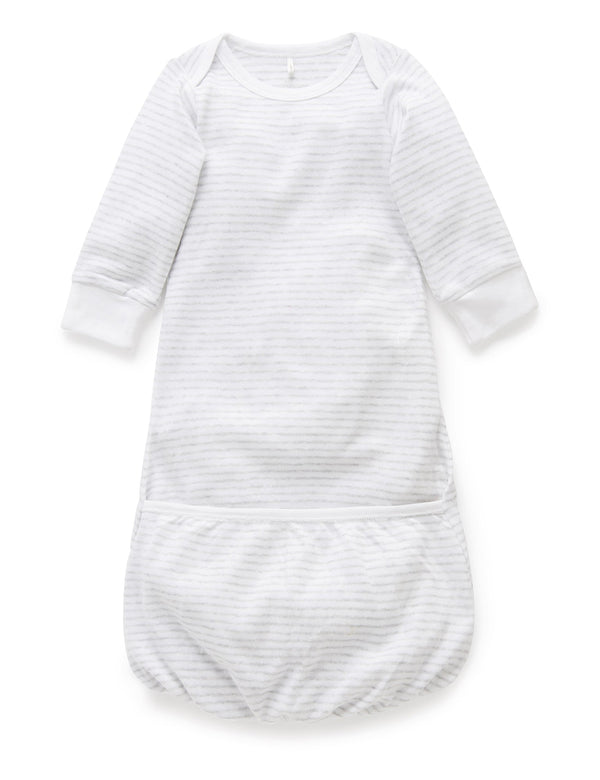 Sleepsuit  - Pale Grey Melange Stripe