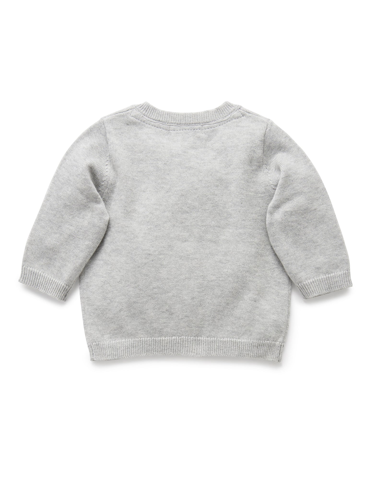 100% Org Cotton basic cardi - Pale Grey Melange